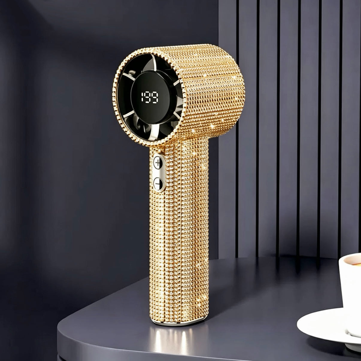 Diamond Fan Luxury Bling Portable Handheld Turbo Fan