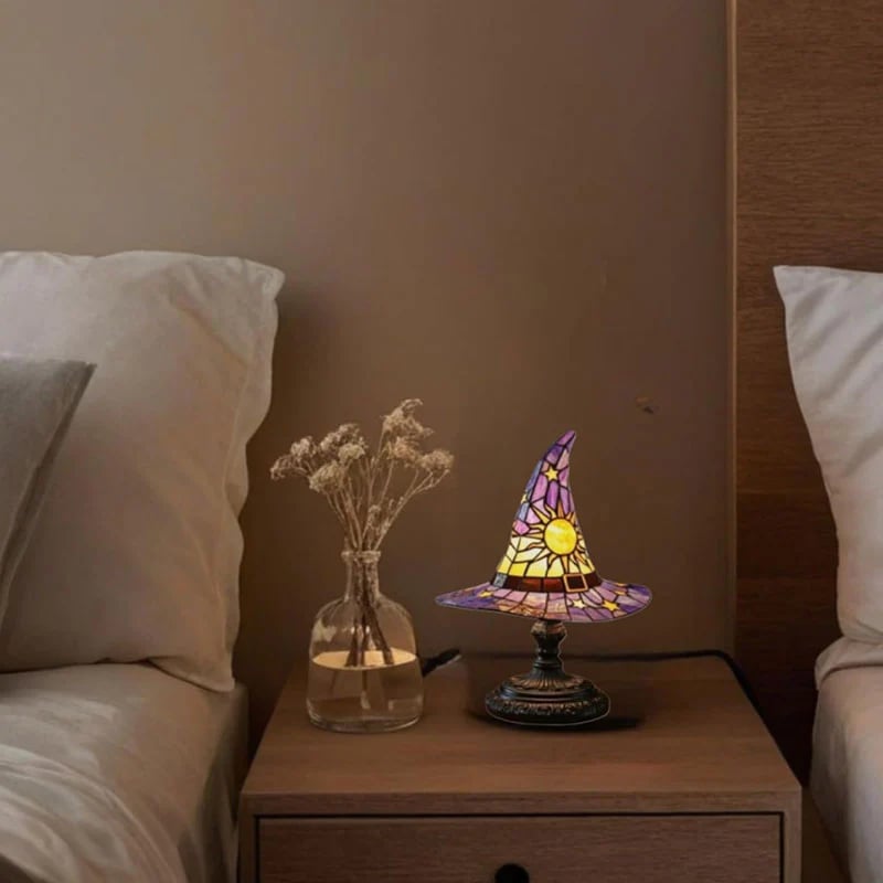 🔥Exclusive Limited Item 👍🔥49%OFF♠️Witch Hat Night Light & Stained Glass Witch Hat Lamp🎁