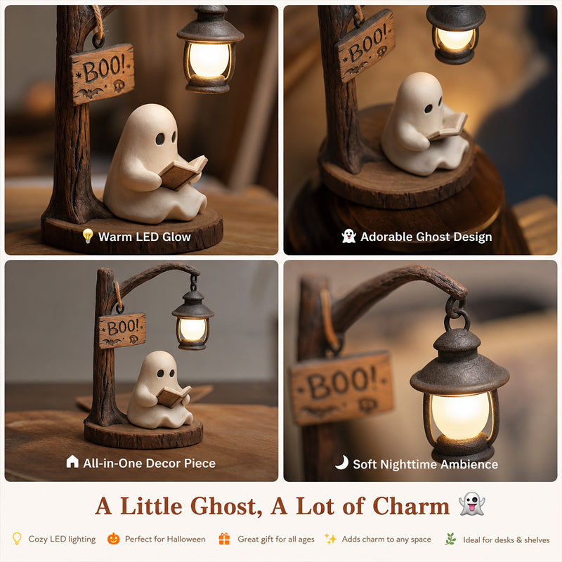 Cosy Lit Ghost Ornament – Gentle Soft Halloween Table Lamp For Cottage Homes 🍂