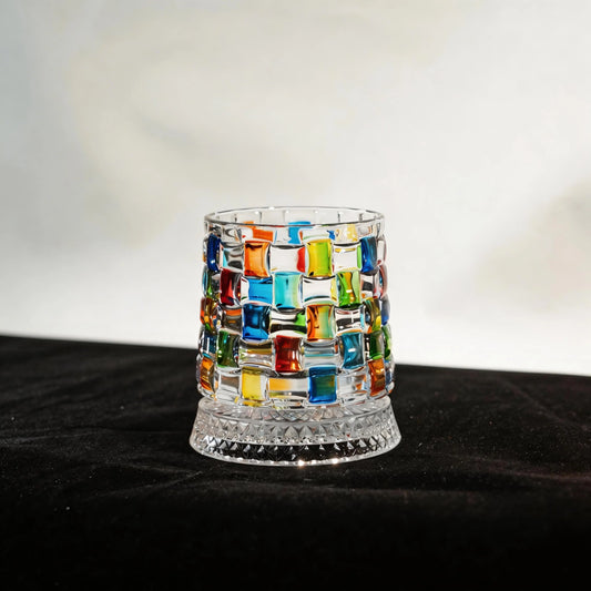 Hand-Painted Embossed Rotating Whiskey Glass – Minimal Luxury Crystal Tumbler with Smooth Spin Design