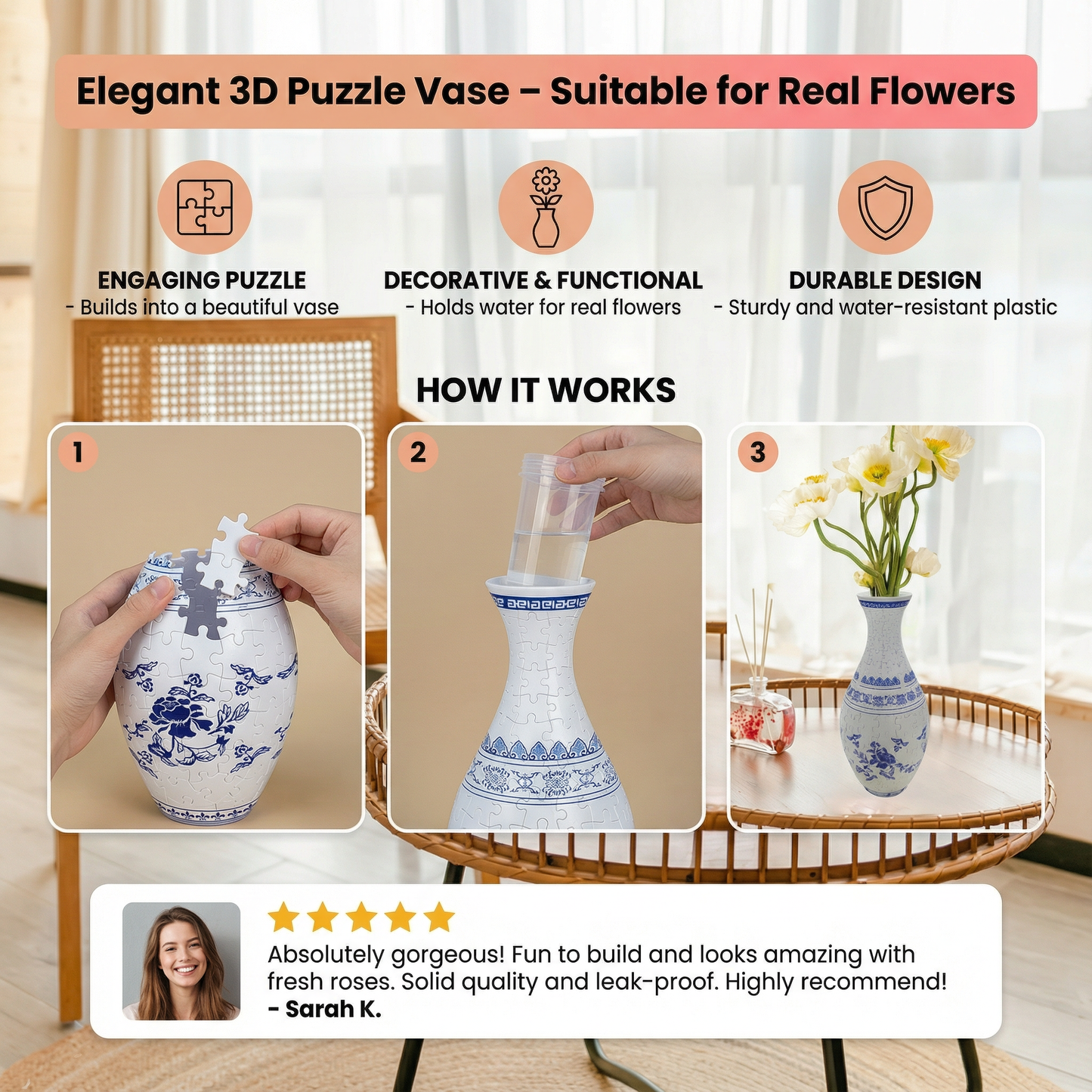⏰50% OFF 🧩 Elegant 3D Puzzle Vase