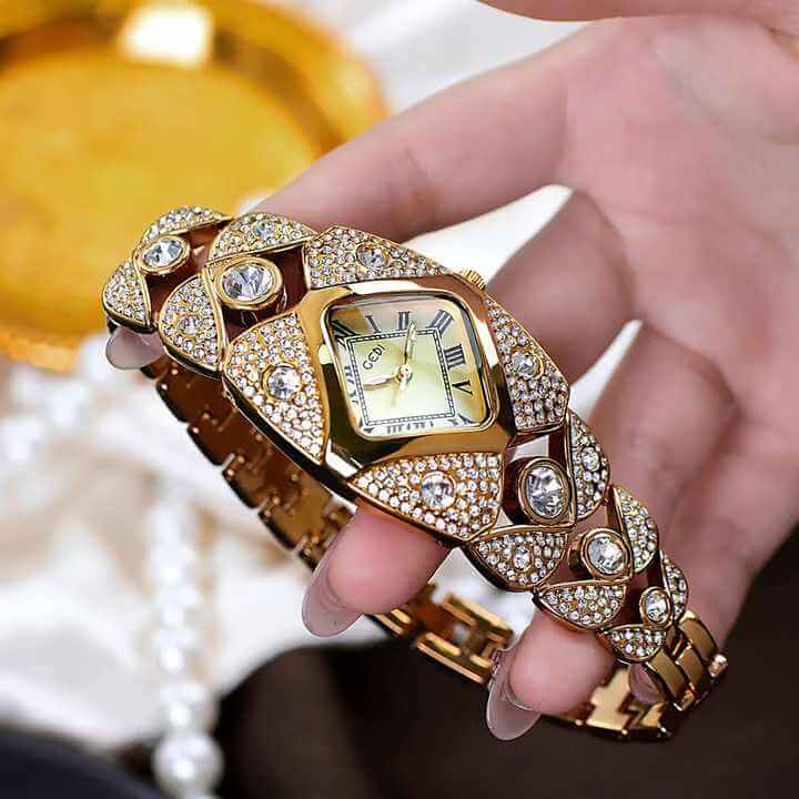 Luxury Full Diamond Bangle Bracelet Watch Women's Fashion Stainless Steel Quartz Wristwatch 30M Waterproof Elegant Stylish Unique Gift for Wife Bling Jewelry