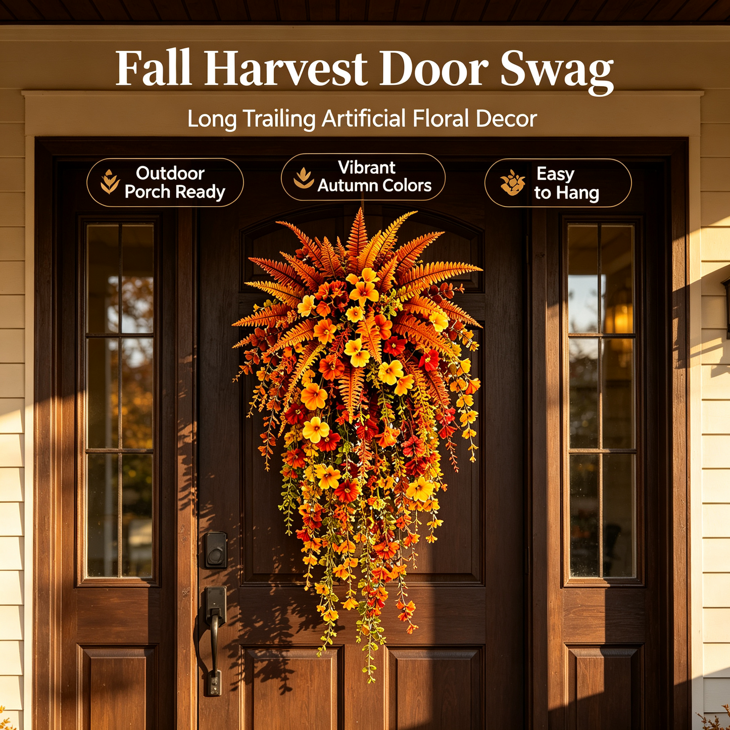 🍂60% OFF Artificial Autumn Harvest Swag Front Door & Farmhouse Porch Hanging Seasonal Decor