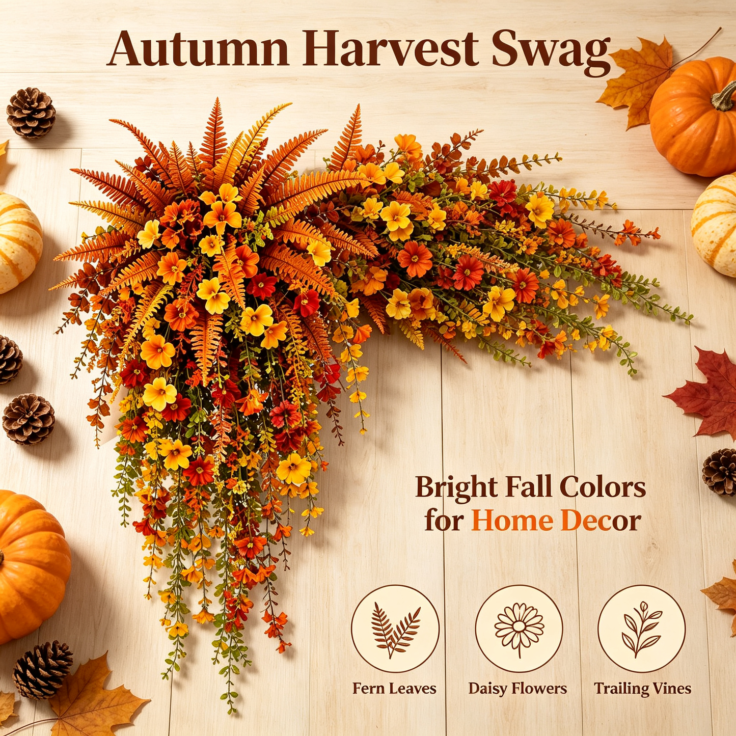 🍂60% OFF Artificial Autumn Harvest Swag Front Door & Farmhouse Porch Hanging Seasonal Decor