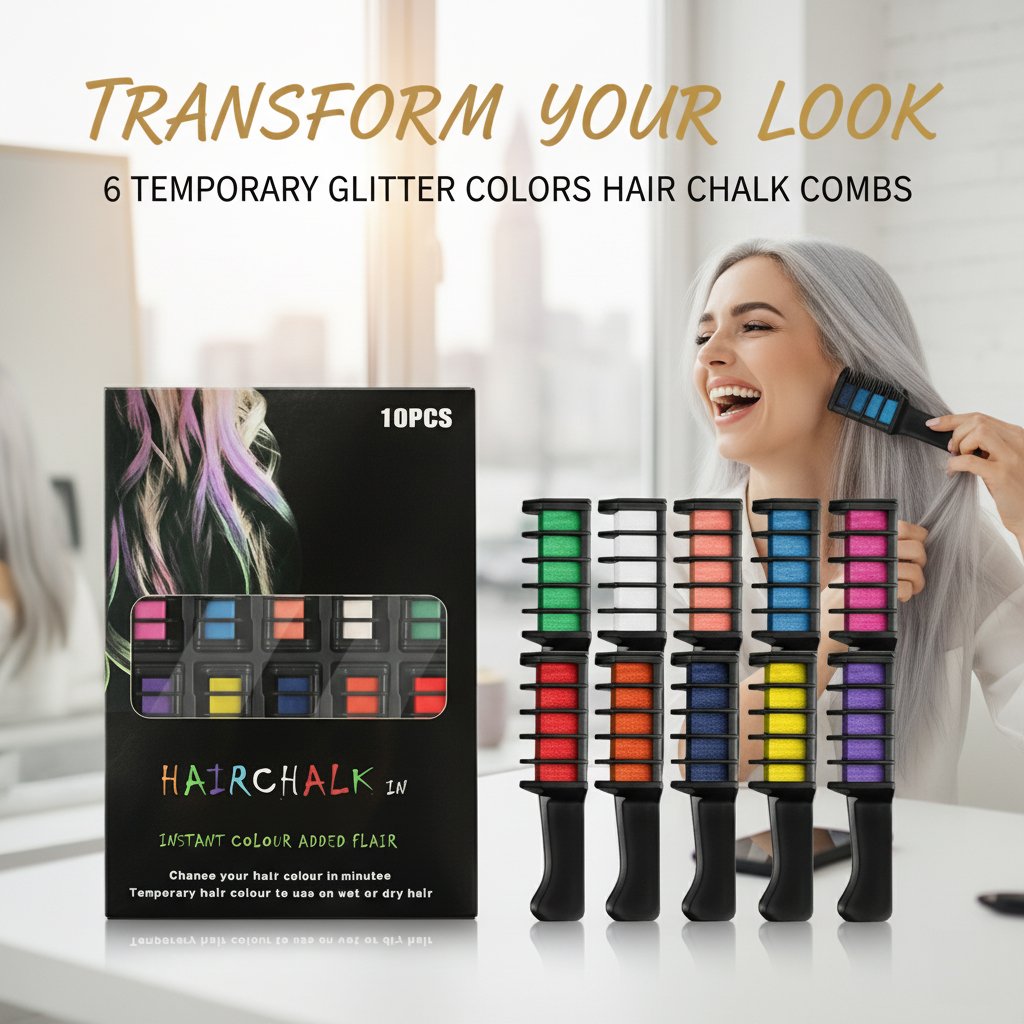 🌈Festive Fun Hair Chalk Combs,As low as $12 per box！