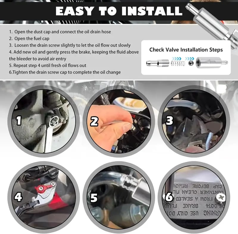 🛠 One-Way Check Valve Brake Bleeder Hose Kit