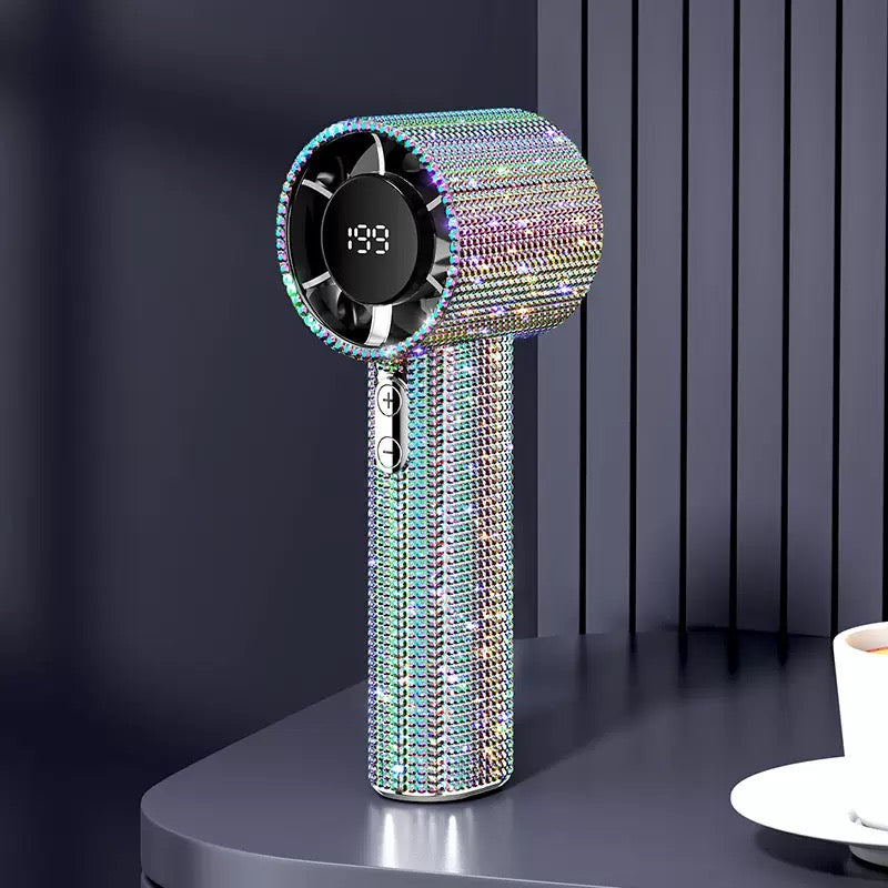 Diamond Fan Luxury Bling Portable Handheld Turbo Fan