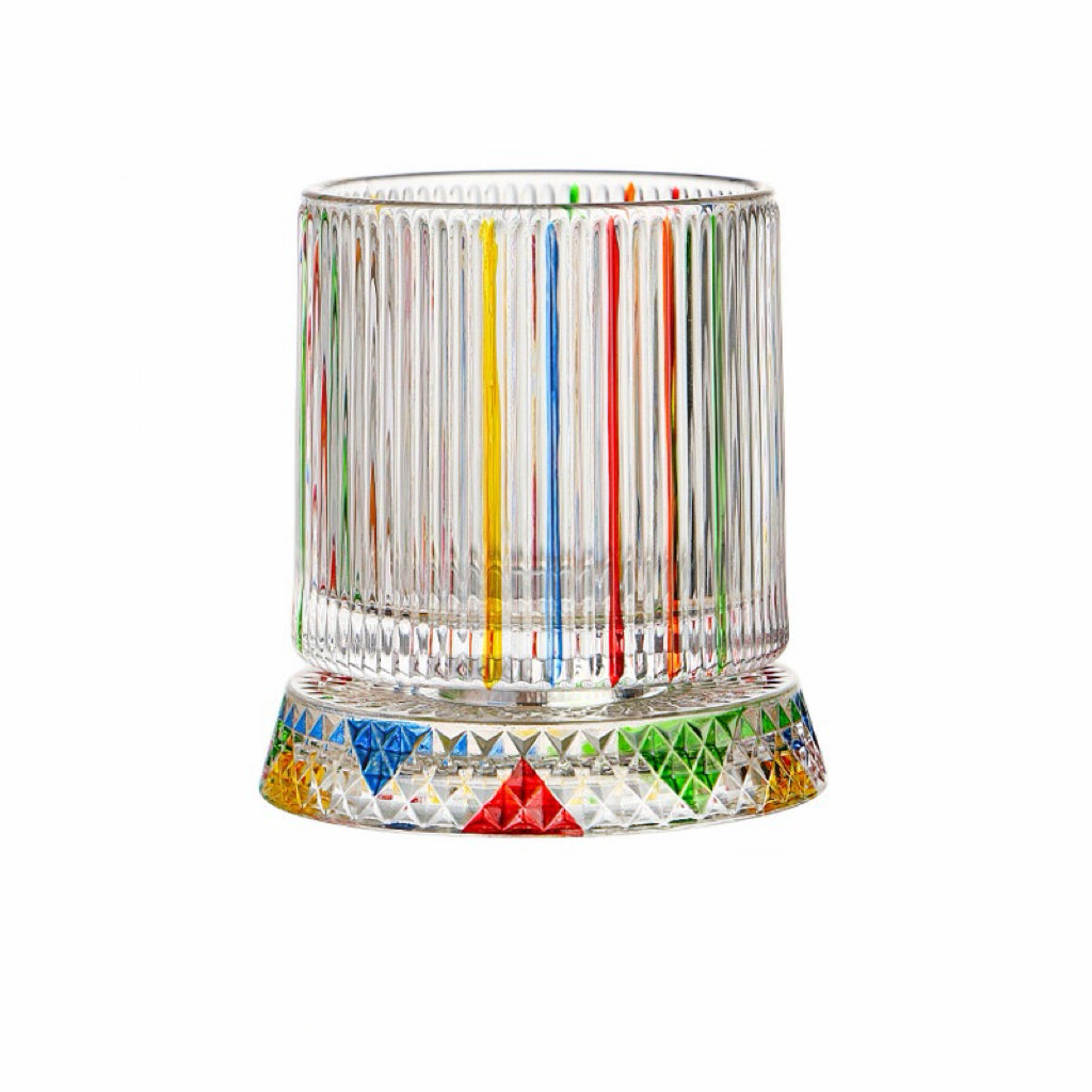 Hand-Painted Embossed Rotating Whiskey Glass – Minimal Luxury Crystal Tumbler with Smooth Spin Design