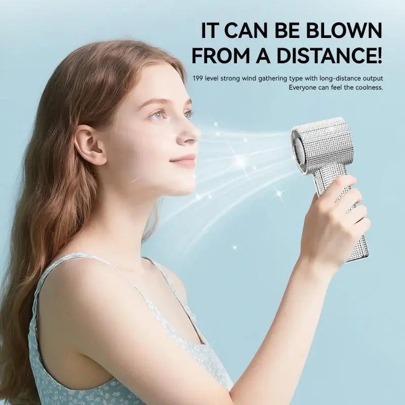Diamond Fan Luxury Bling Portable Handheld Turbo Fan