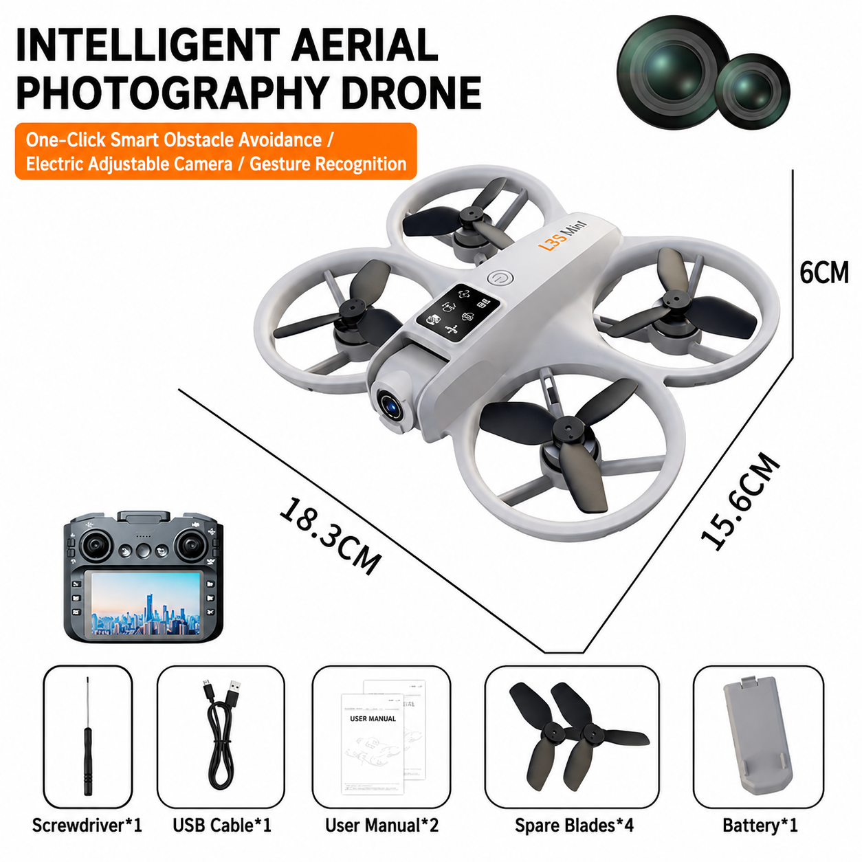 Remote control with screen & 18.3*15.6*6cm