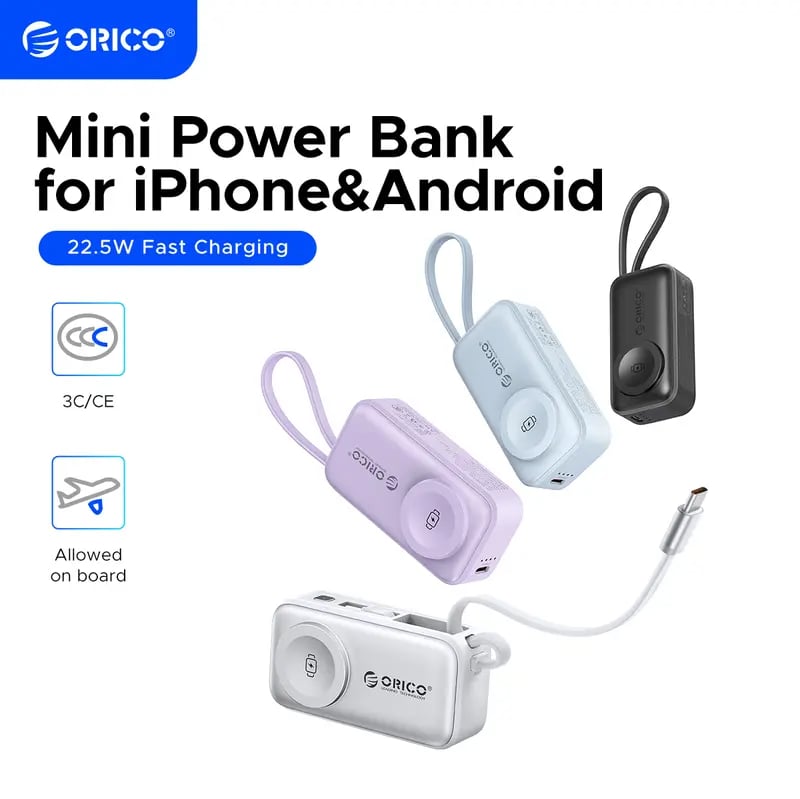 🔋 Orico 3-in-1 Power Bank – Wireless Watch Charger for iPhone & Android ✈️