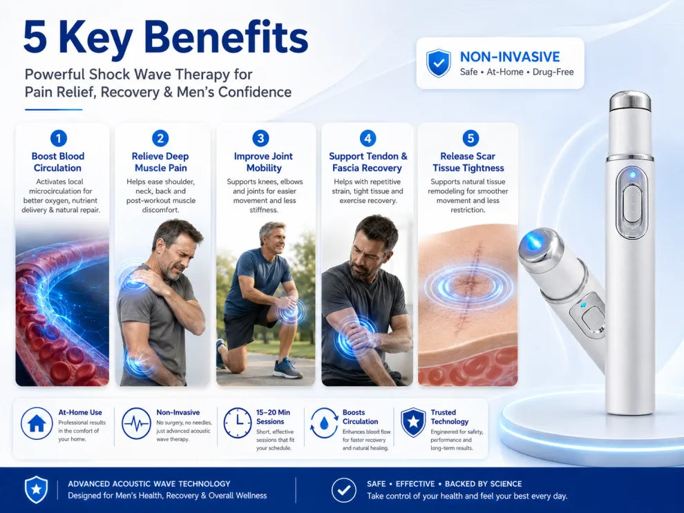 Next-Generation Acoustic Wave Therapy restores penile tissue health to enhance rise rigidity, stamina, and male performance confidence, relieving muscle pain, joint stiffness, tendon discomfort📈