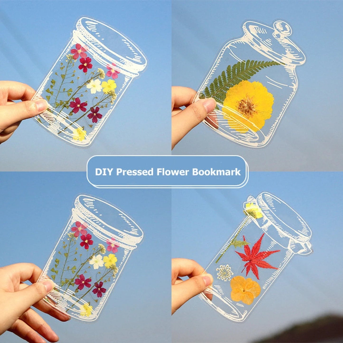 🌸🌿🌷40pcs Transparent Dried Flower Bookmarks-DIY Gifts Bookmarks