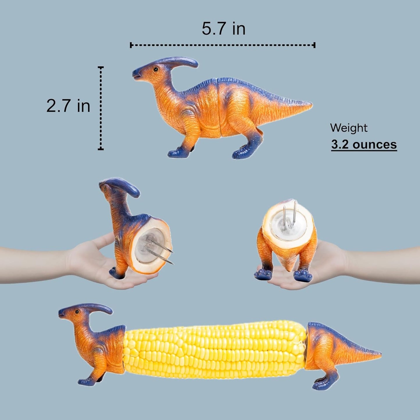 🦖🍗Dinosaur Corn Holders for Corn On The Cob - Funny Corn Cob Holder for Kids and Adults with Stainless Steel Prongs
