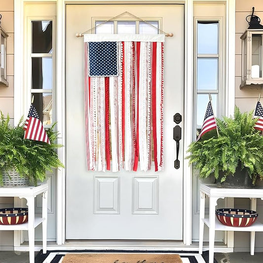 4th of July Decorations -American Rag Ribbon Flag