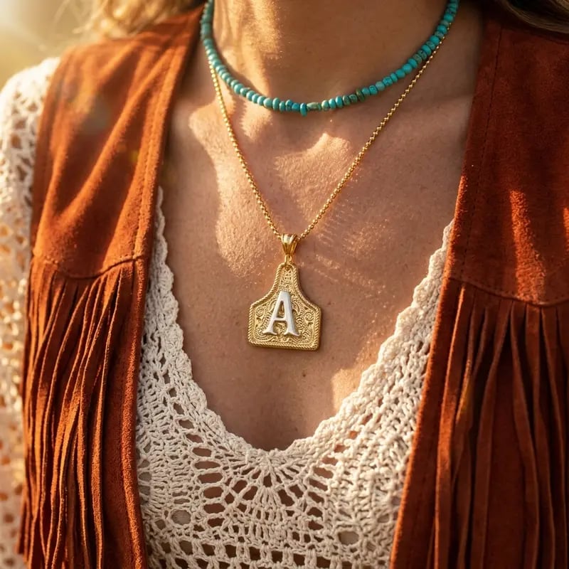 Cowtag Initial Necklace