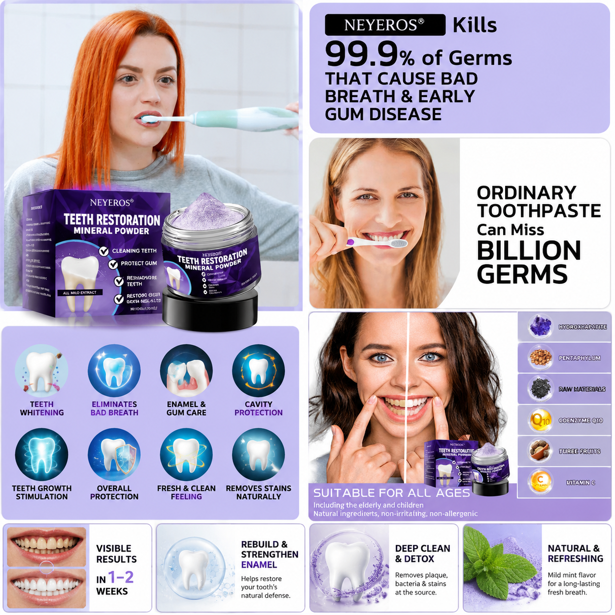 NEYEROS® 🎁Limited-Time Offer🎁 - Don't miss out! Tooth Repair Mineral Powder (Treats periodontitis and oral ulcers, prevents tooth loss, and repairs gum recession)