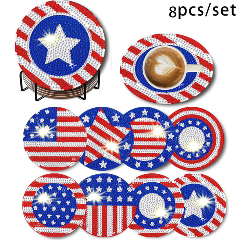 🌅 Sparkling DIY Diamond Painting Cup Coasters – 8PCS Set