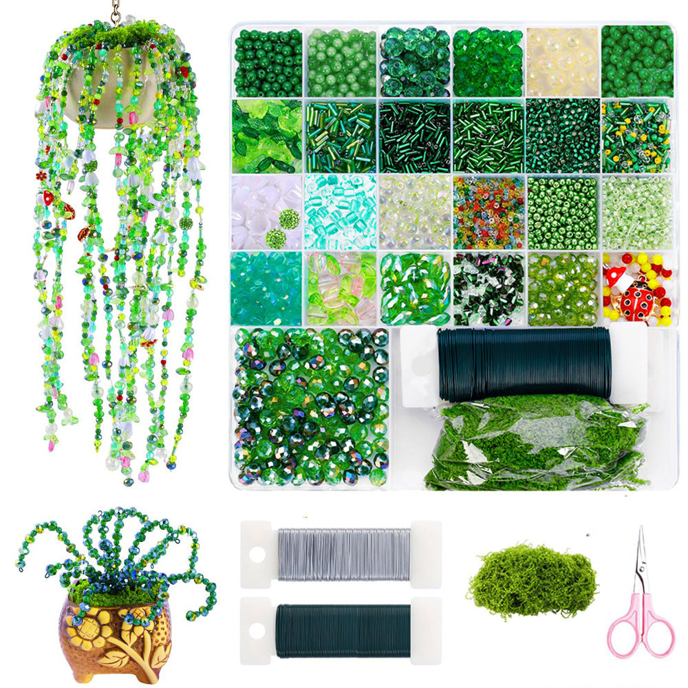 🍀Green Glass Beads Beaded Plant Kit DIY-Gifts for Adults🎁