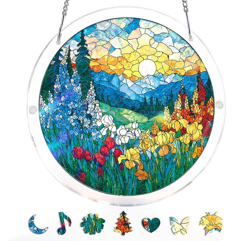 Acrylic Jigsaw Puzzle Suncatcher - Dawn Blossom Sea