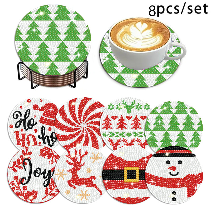 🌅 Sparkling DIY Diamond Painting Cup Coasters – 8PCS Set