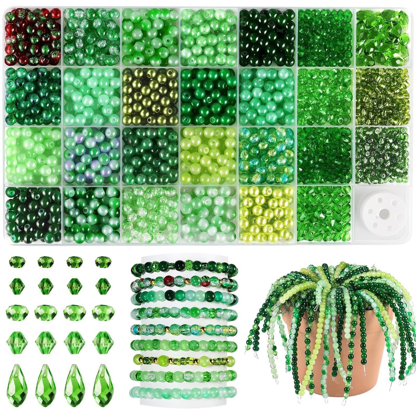 🍀Green Glass Beads Beaded Plant Kit DIY-Gifts for Adults🎁