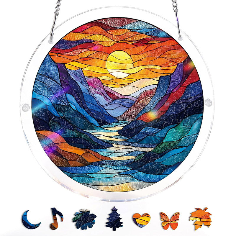 Acrylic Jigsaw Puzzle Suncatcher - Dawn Blossom Sea