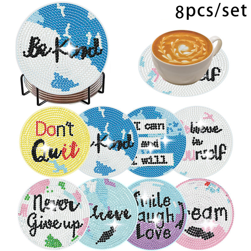 🌅 Sparkling DIY Diamond Painting Cup Coasters – 8PCS Set