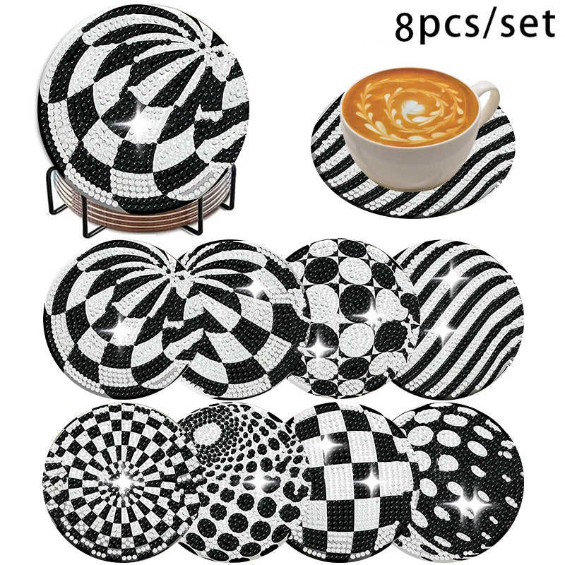 🌅 Sparkling DIY Diamond Painting Cup Coasters – 8PCS Set