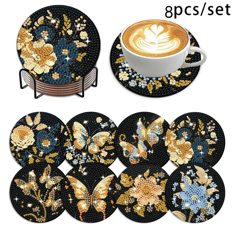 🌅 Sparkling DIY Diamond Painting Cup Coasters – 8PCS Set