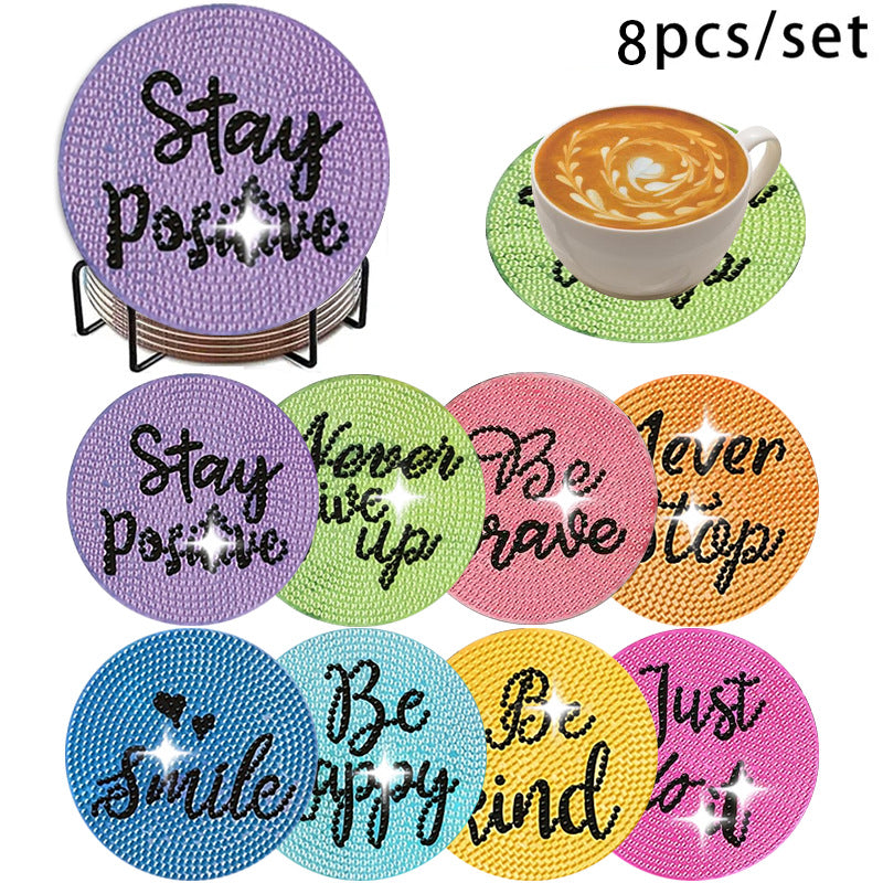 🌅 Sparkling DIY Diamond Painting Cup Coasters – 8PCS Set