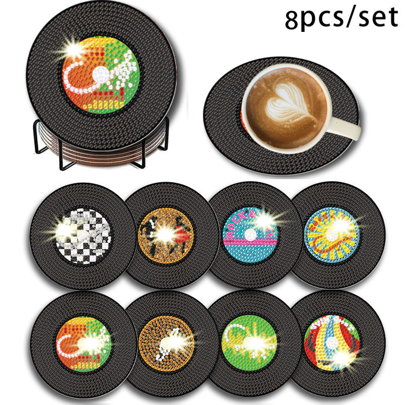 🌅 Sparkling DIY Diamond Painting Cup Coasters – 8PCS Set