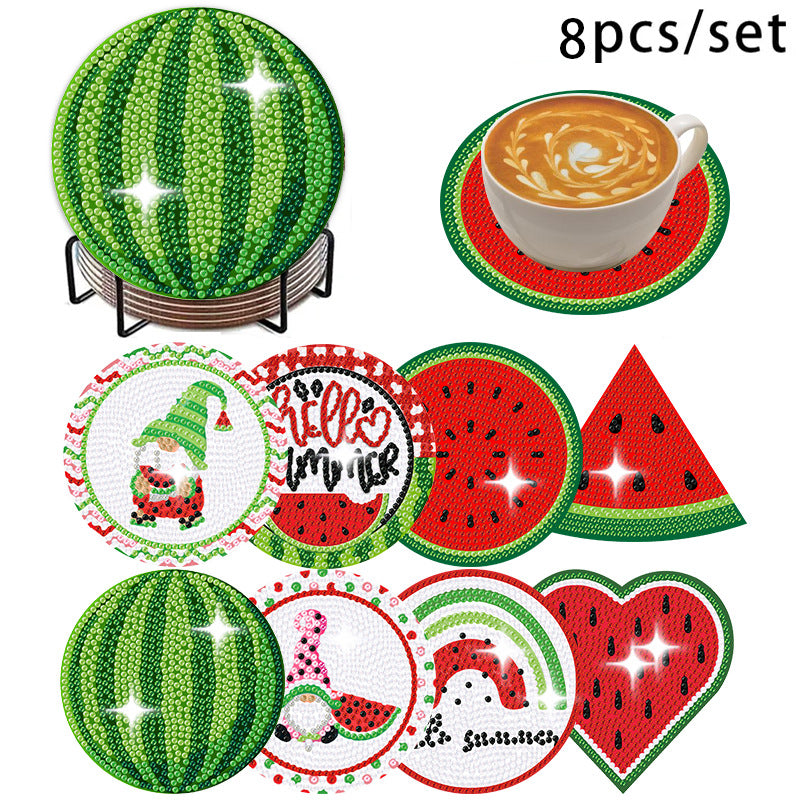 🌅 Sparkling DIY Diamond Painting Cup Coasters – 8PCS Set