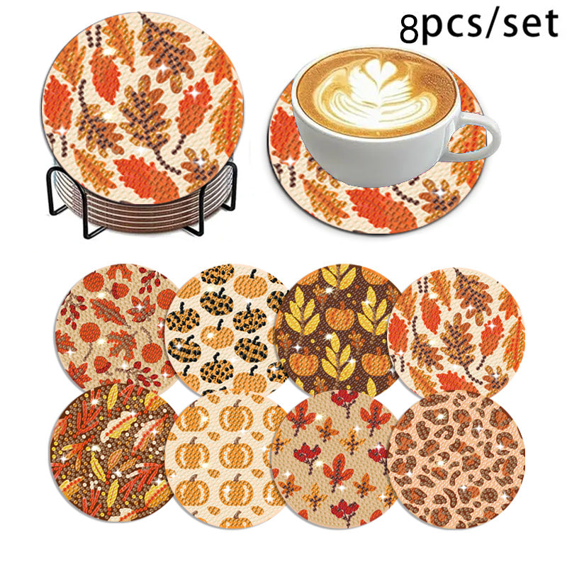 🌅 Sparkling DIY Diamond Painting Cup Coasters – 8PCS Set