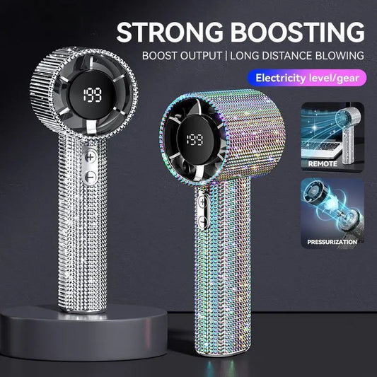 Diamond Fan Luxury Bling Portable Handheld Turbo Fan