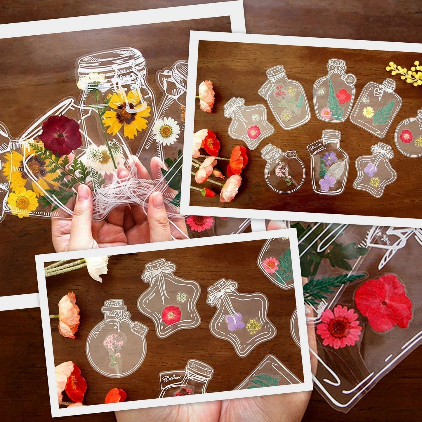 🌸🌿🌷40pcs Transparent Dried Flower Bookmarks-DIY Gifts Bookmarks