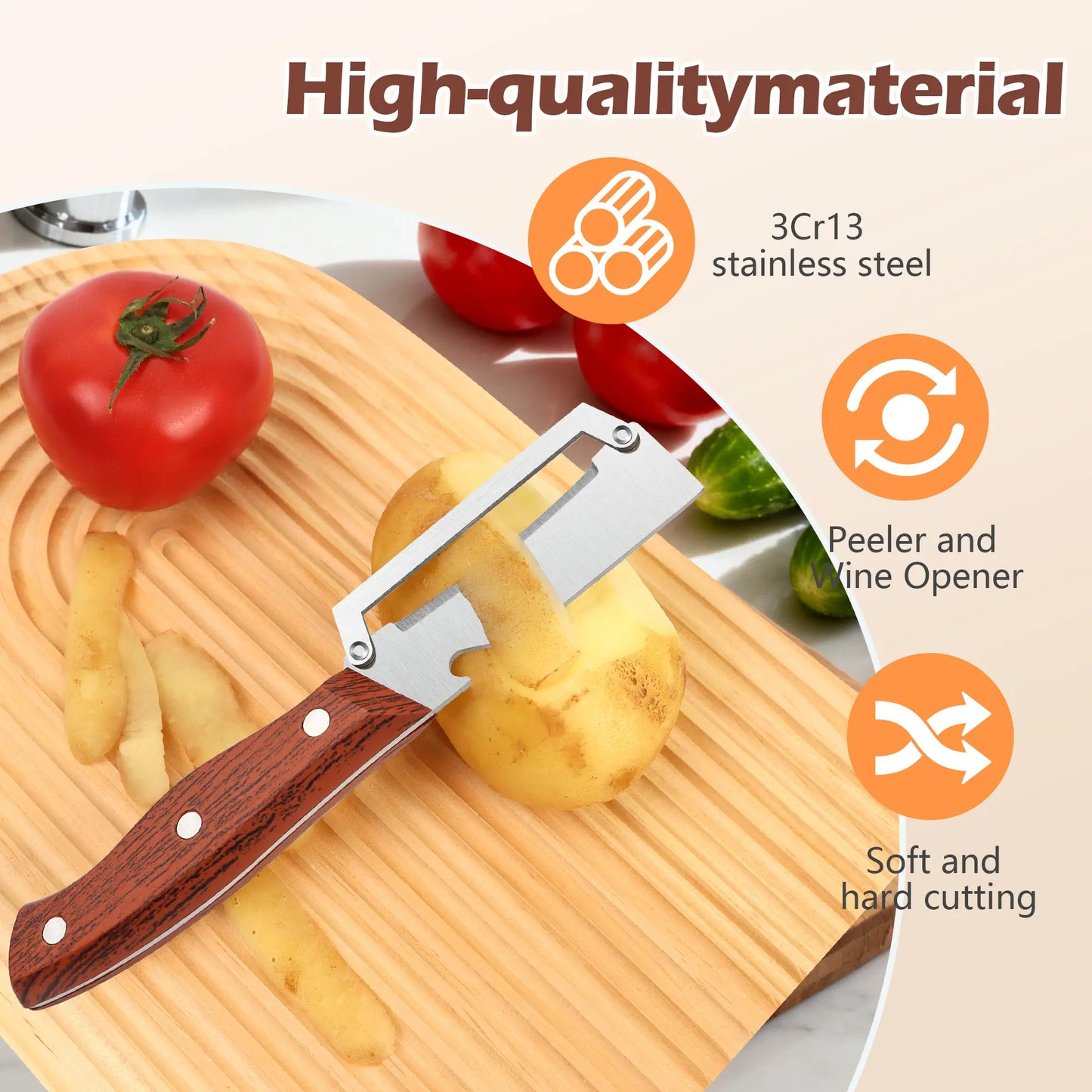 🍎🔪 One blade, endless kitchen magic — multi-function stainless steel peeler & knife for effortless prepping! 🥕✨