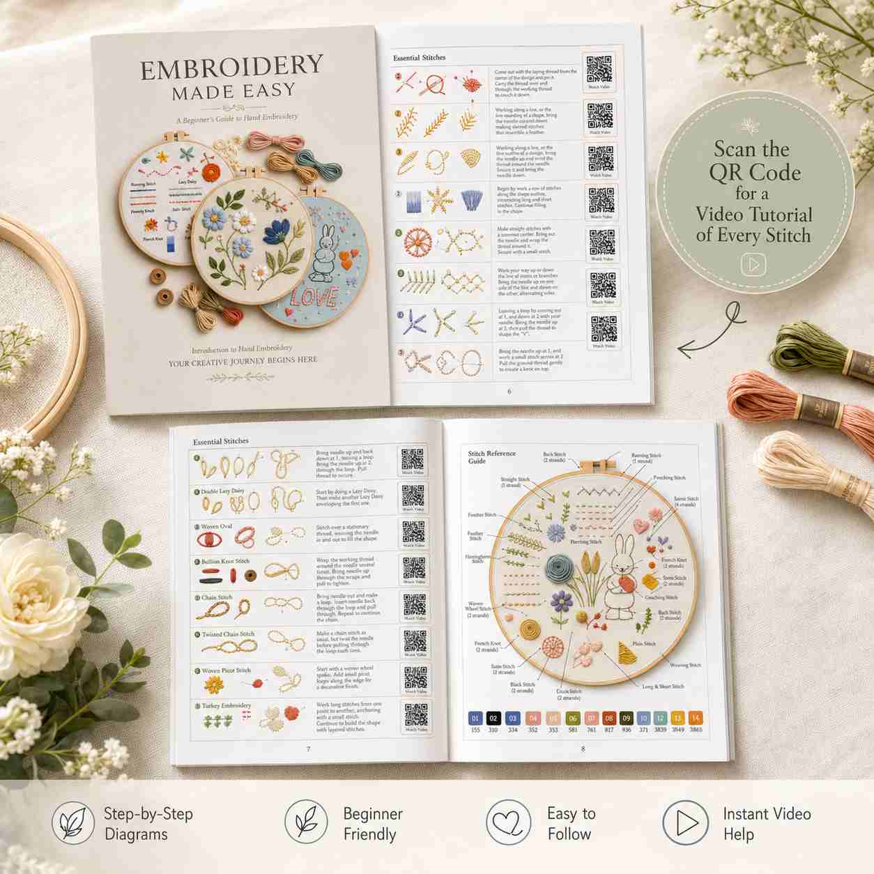 🌻🧵CraftHoop Stitch & Learn Beginner Embroidery Kit – Summer Edition